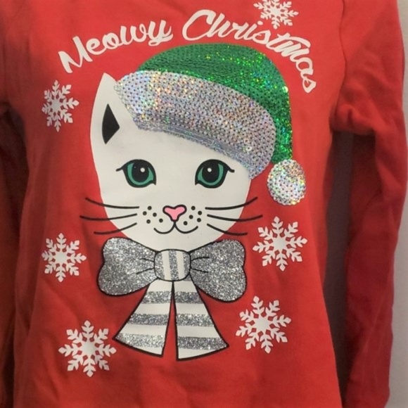 SALE! Cat/Kitty Meow Sz 14 Christmas Cozy Crewneck - Picture 2 of 6
